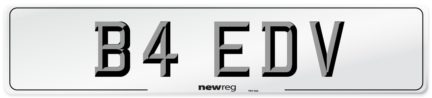 B4 EDV Number Plate from New Reg